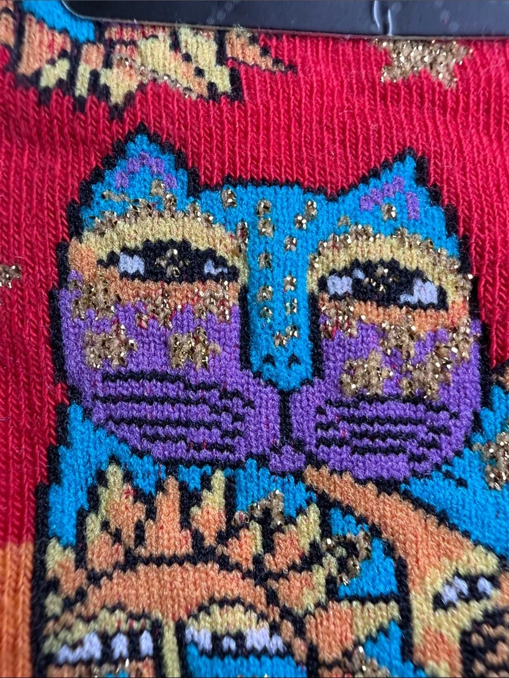 Laurel Burch Vintage Cat Sun Moon Crew Socks Designer Whimsical Stars Boho